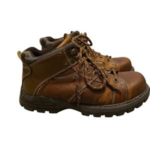 Vintage GBX Work Wear Boots Men 10.5 EU EU 44 Brown Leather Steel Toe Lug Sole